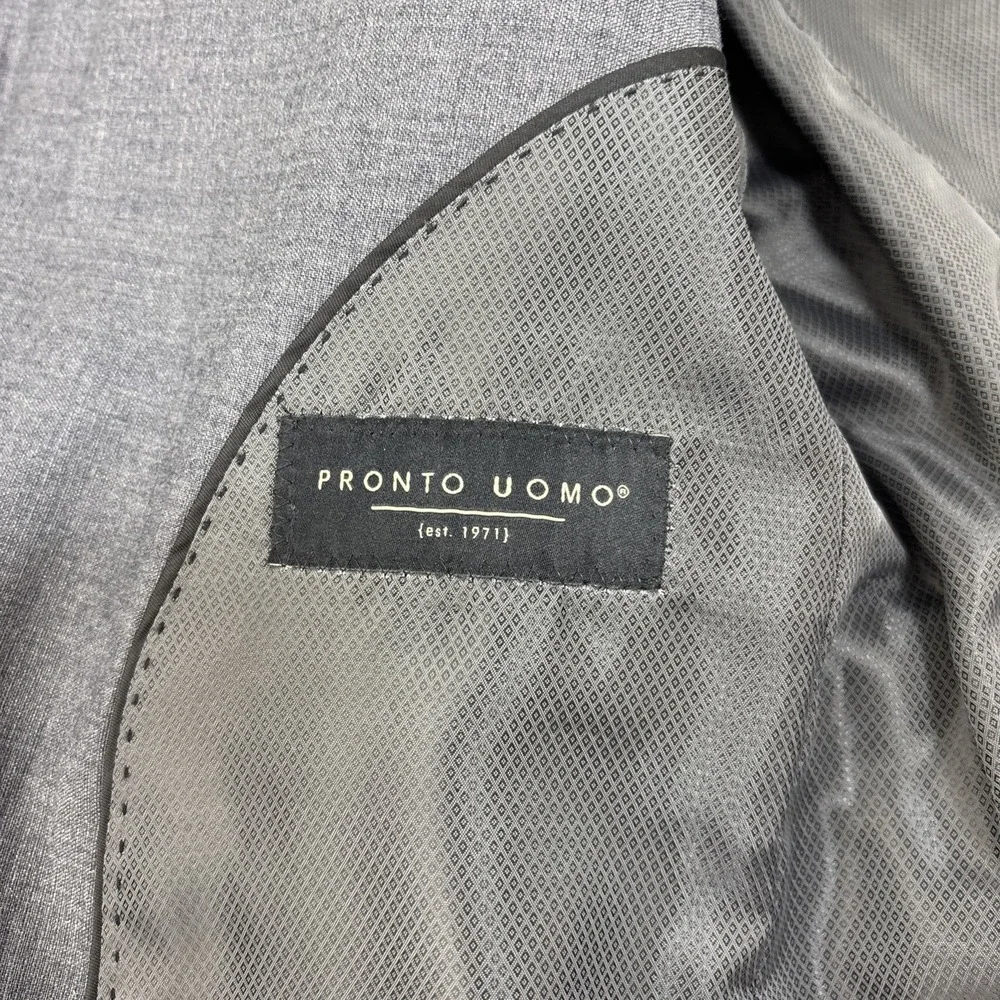 Pronto Uomo Men's Gray Blazer Suit Jacket Size 38S Wool‎ Blend Classic Business